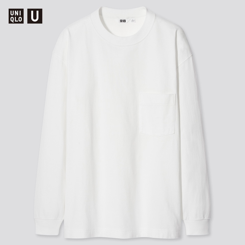 NWT White Uniqlo Crew Neck Long Sleeve T-Shirt, L